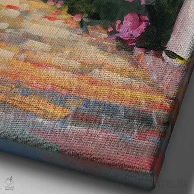 تابلو انتزاعی پنجره باغچه اثر جین اسلیوکا - نمای نزدیک بافت بوم