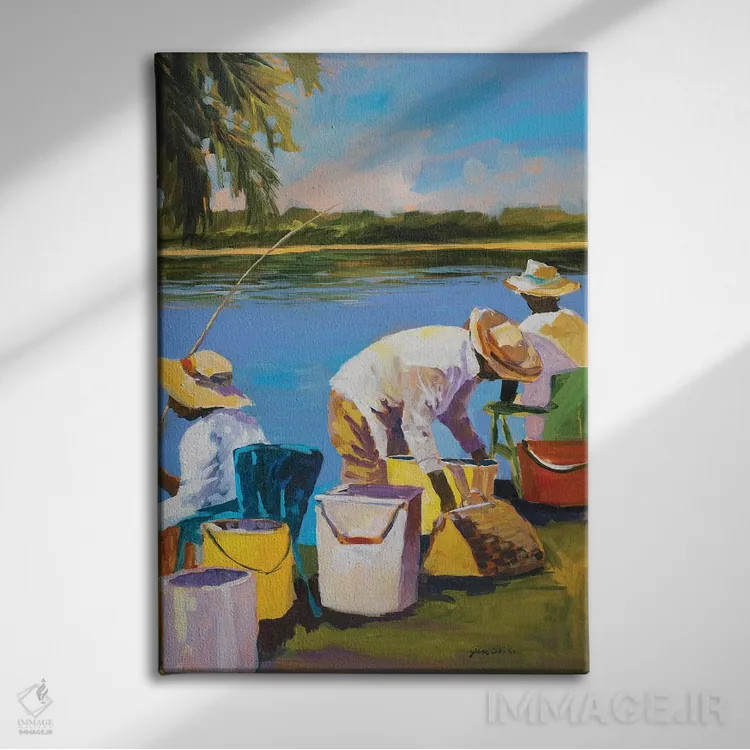 تابلو دکوراتیو ماهیگیری I اثر جین اسلیوکا - نمای روبهرو روی دیوار