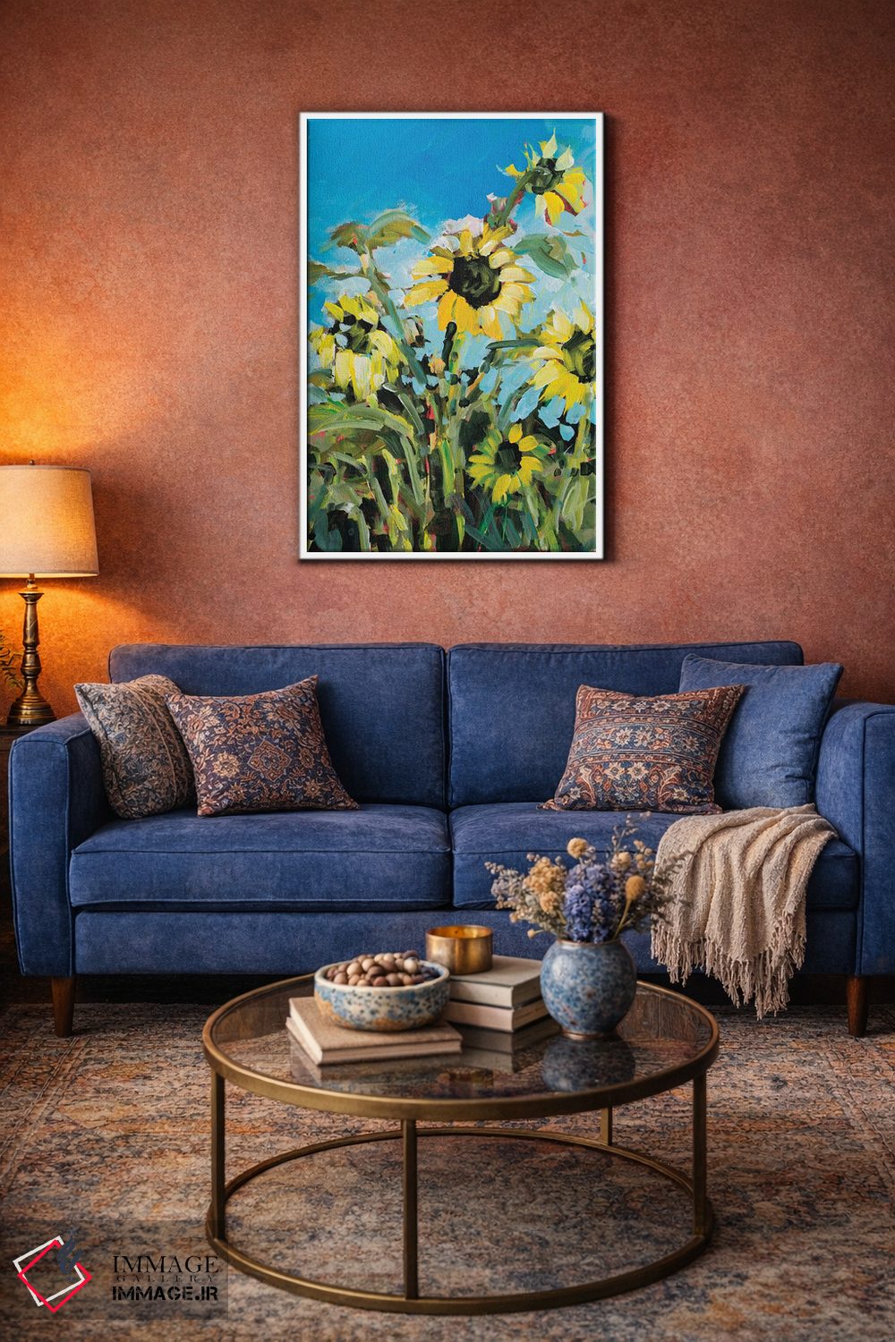 تابلو انتزاعی آفتابگردان ها II اثر جین اسلیوکا - D3W