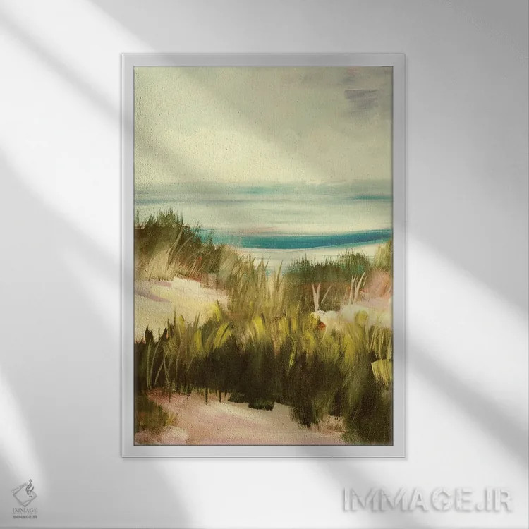 تابلو دکوراتیو علف دریایی اثر جین اسلیوکا - نمای قابدار سفید