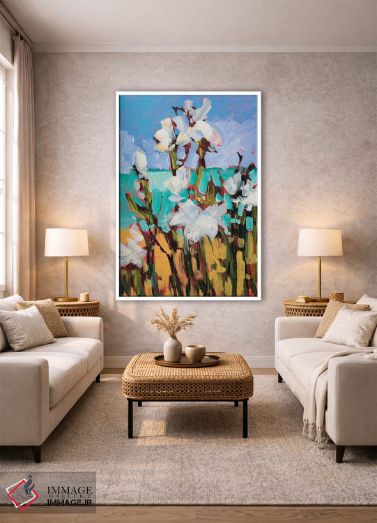تابلو انتزاعی گل ها کنار ساحل اثر جین اسلیوکا - D1W
