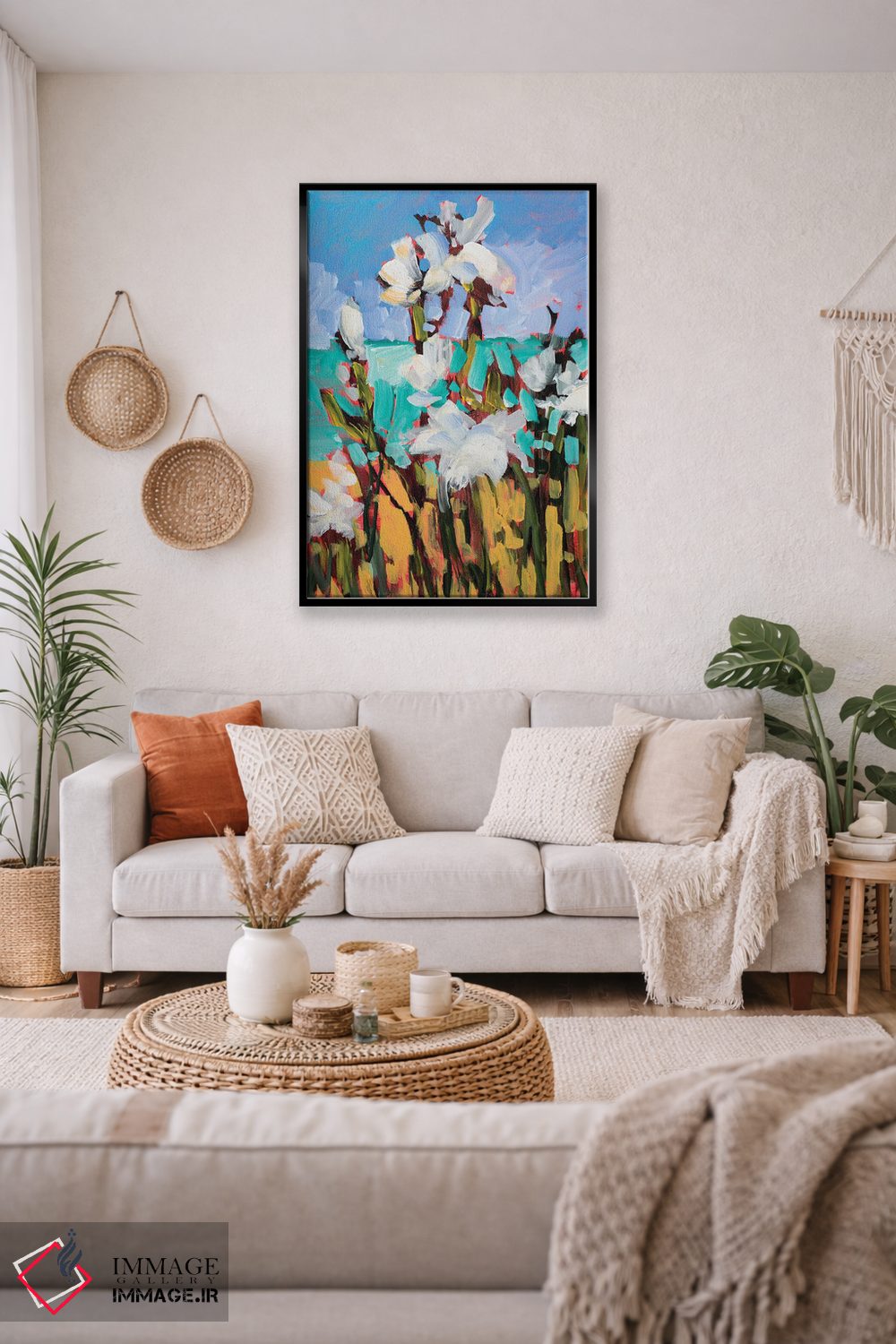 تابلو انتزاعی گل ها کنار ساحل اثر جین اسلیوکا - D5B