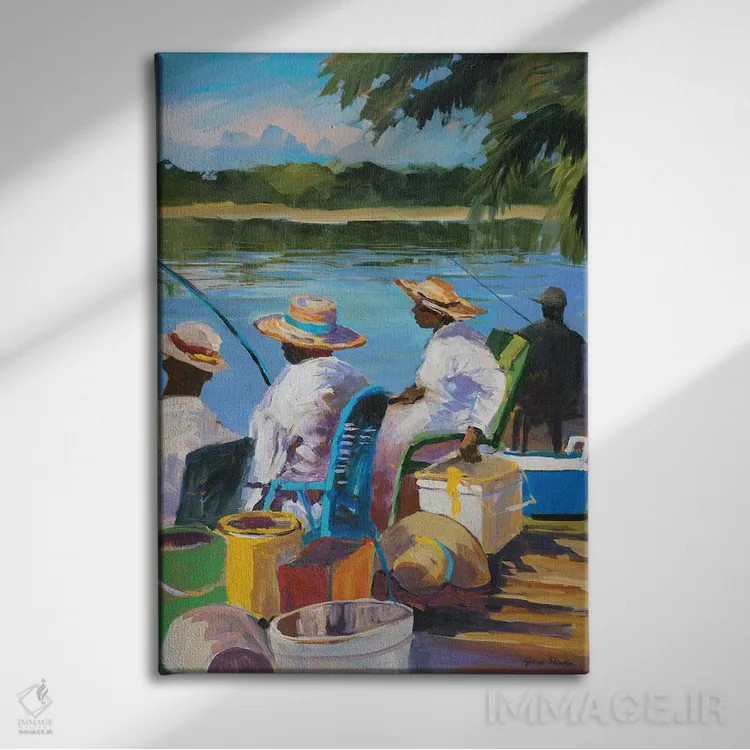 تابلو دکوراتیو ماهیگیری II اثر جین اسلیوکا - نمای روبهرو روی دیوار