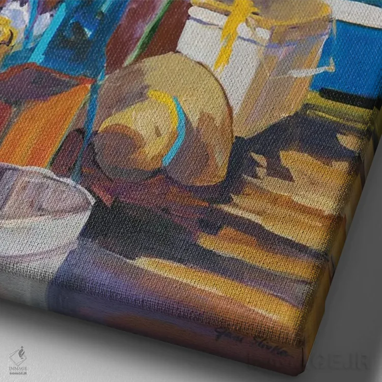 تابلو دکوراتیو ماهیگیری II اثر جین اسلیوکا - نمای نزدیک بافت بوم