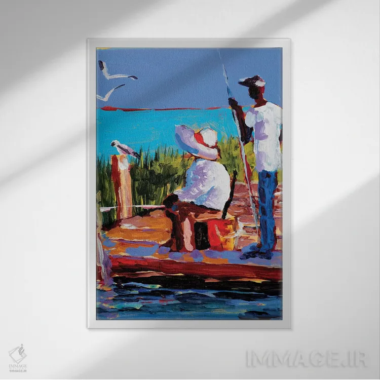 تابلو دکوراتیو ماهیگیری III اثر جین اسلیوکا - نمای قابدار سفید