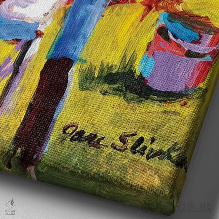 تابلو دکوراتیو ماهیگیری IV اثر جین اسلیوکا - نمای نزدیک بافت بوم