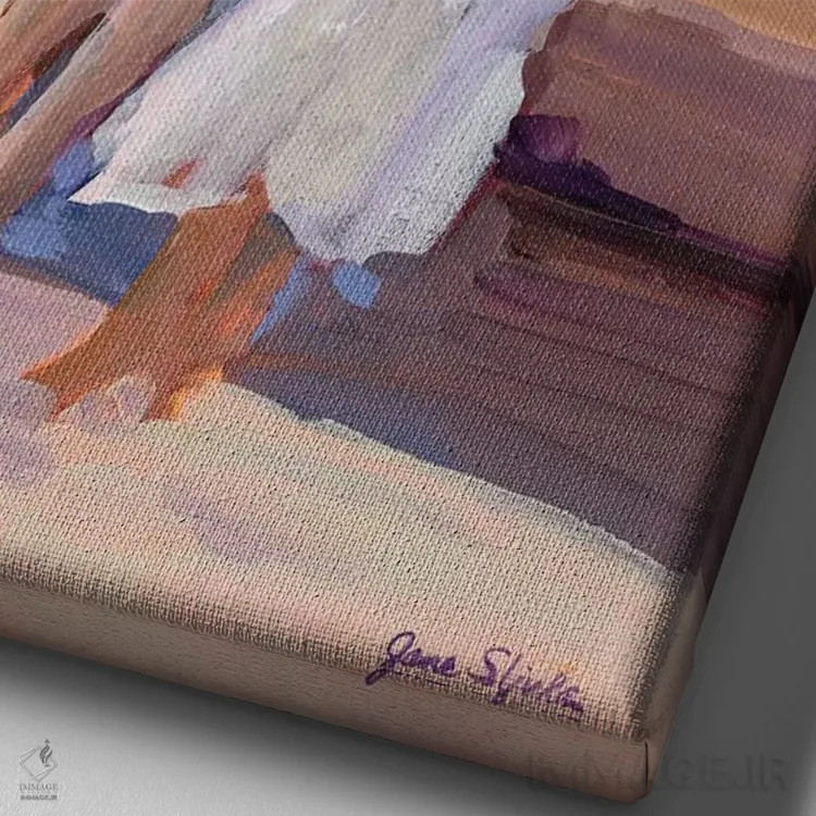 تابلو دکوراتیو آرامش جزیره ای اثر جین اسلیوکا - نمای نزدیک بافت بوم