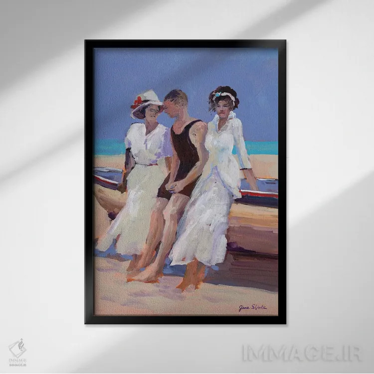 تابلو دکوراتیو آرامش جزیره ای اثر جین اسلیوکا - نمای قابدار مشکی