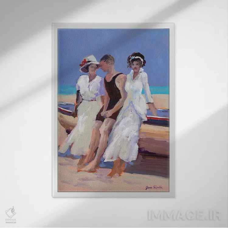 تابلو دکوراتیو آرامش جزیره ای اثر جین اسلیوکا - نمای قابدار سفید