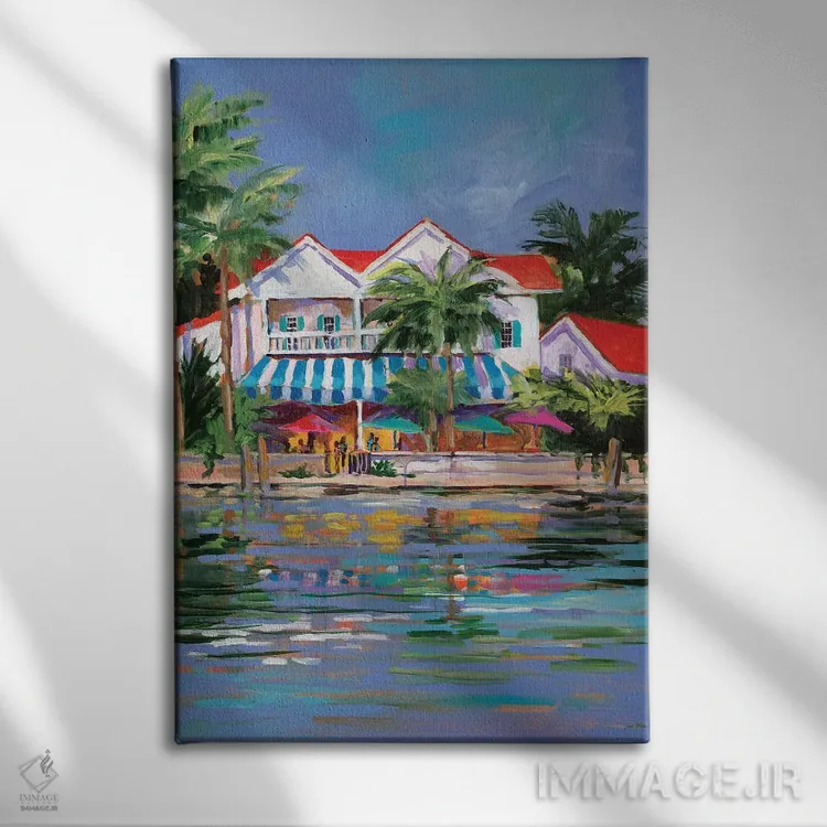 تابلو دکوراتیو اقامتگاه ساحلی I اثر جین اسلیوکا - نمای روبهرو روی دیوار