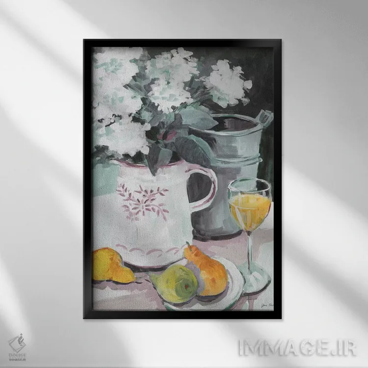 تابلو دکوراتیو گلدان گل اثر جین اسلیوکا - نمای قابدار مشکی