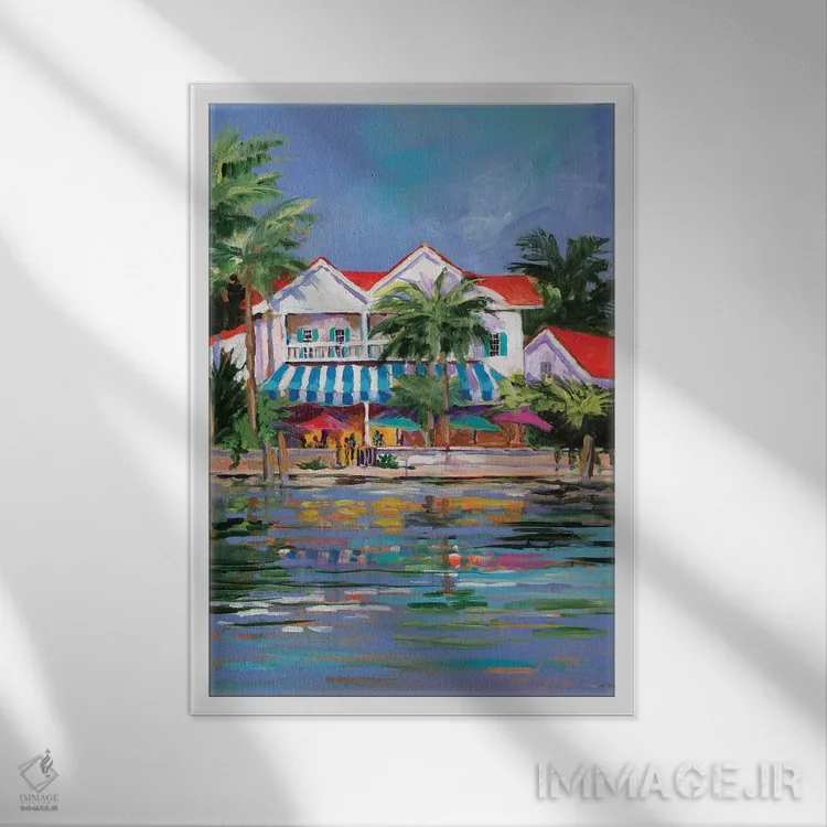 تابلو دکوراتیو اقامتگاه ساحلی I اثر جین اسلیوکا - نمای قابدار سفید