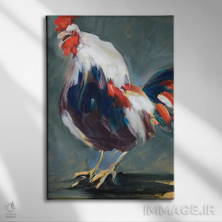 تابلو دکوراتیو خروس بیدار شونده اثر جین اسلیوکا - نمای روبهرو روی دیوار