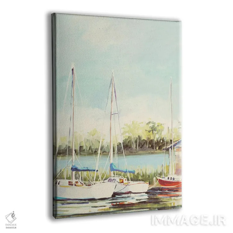 تابلو دکوراتیو بندر قایق های بادبانی اثر جین اسلیوکا - نمای پرسپکتیو محصول
