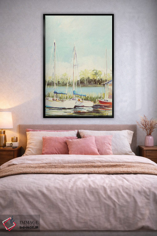 تابلو دکوراتیو بندر قایق های بادبانی اثر جین اسلیوکا - D1B