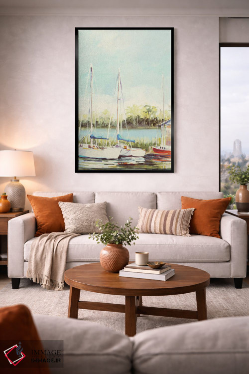 تابلو دکوراتیو بندر قایق های بادبانی اثر جین اسلیوکا - D2B