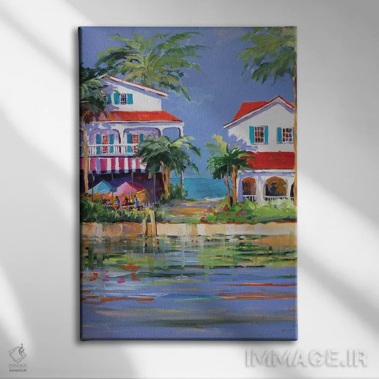 تابلو دکوراتیو اقامتگاه ساحلی II اثر جین اسلیوکا - نمای روبهرو روی دیوار