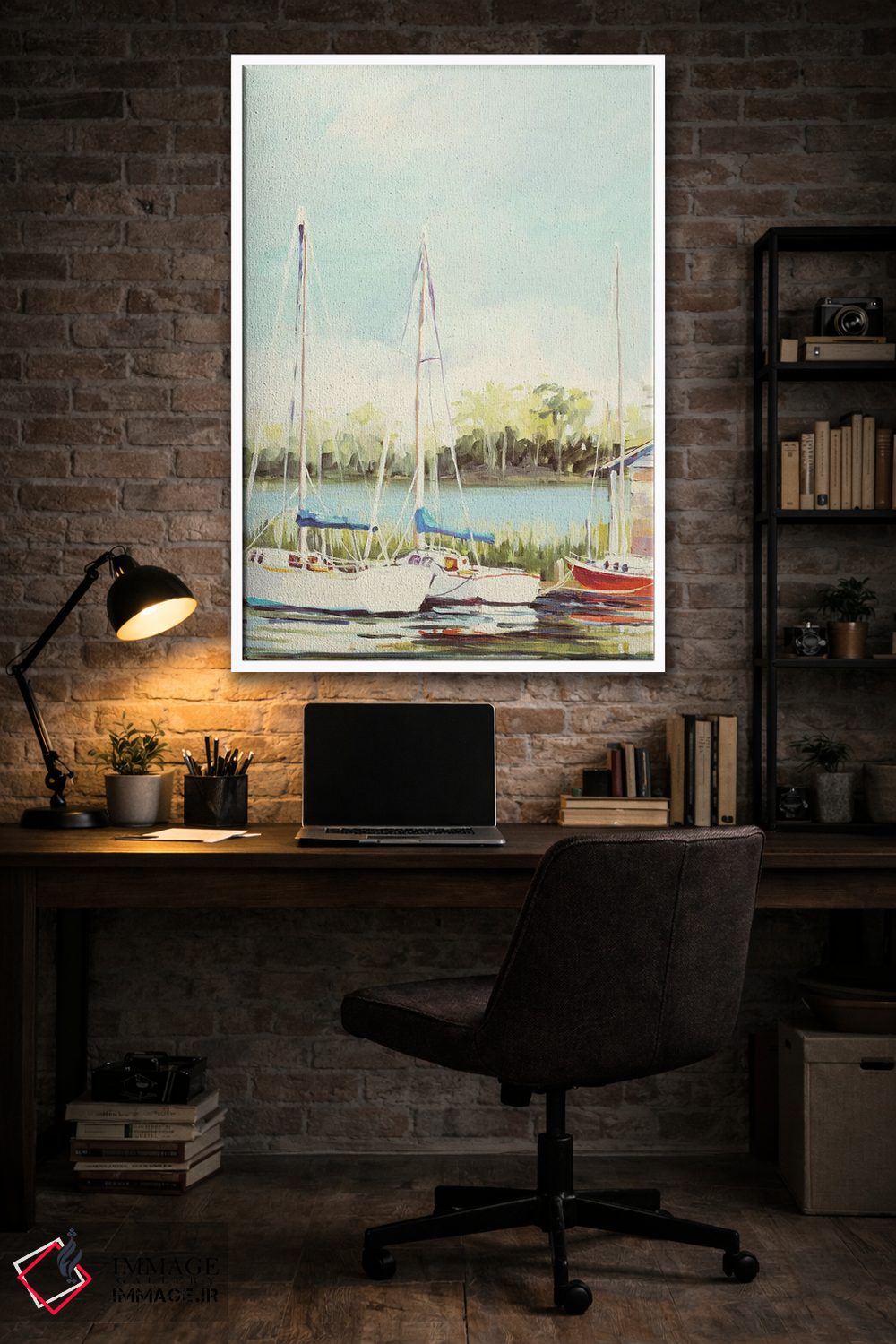 تابلو دکوراتیو بندر قایق های بادبانی اثر جین اسلیوکا - D3W