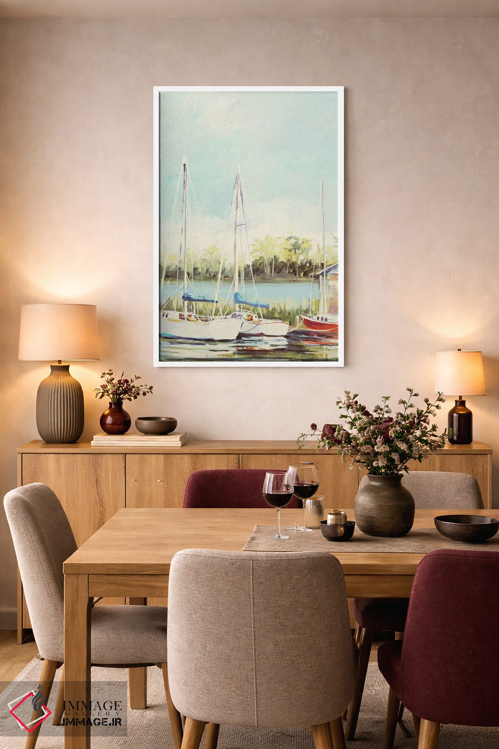 تابلو دکوراتیو بندر قایق های بادبانی اثر جین اسلیوکا - D5W