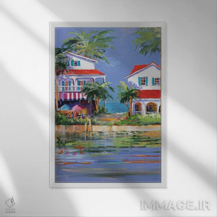 تابلو دکوراتیو اقامتگاه ساحلی II اثر جین اسلیوکا - نمای قابدار سفید