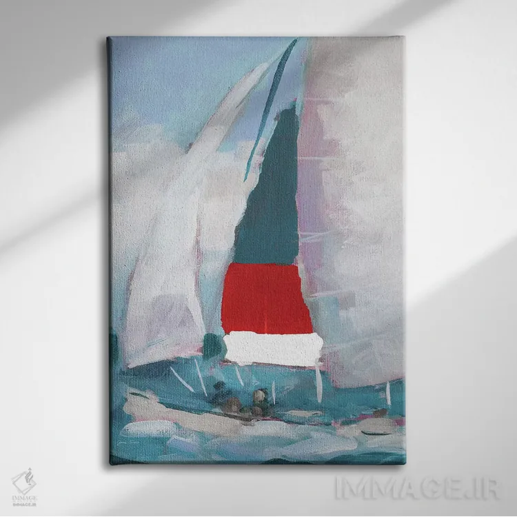 تابلو دکوراتیو بادبان قرمز و آبی I اثر جین اسلیوکا - نمای روبهرو روی دیوار