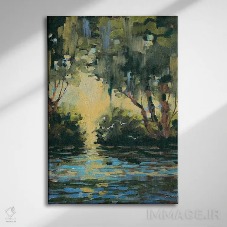 تابلو دکوراتیو در عمق جنگل اثر جین اسلیوکا - نمای روبهرو روی دیوار