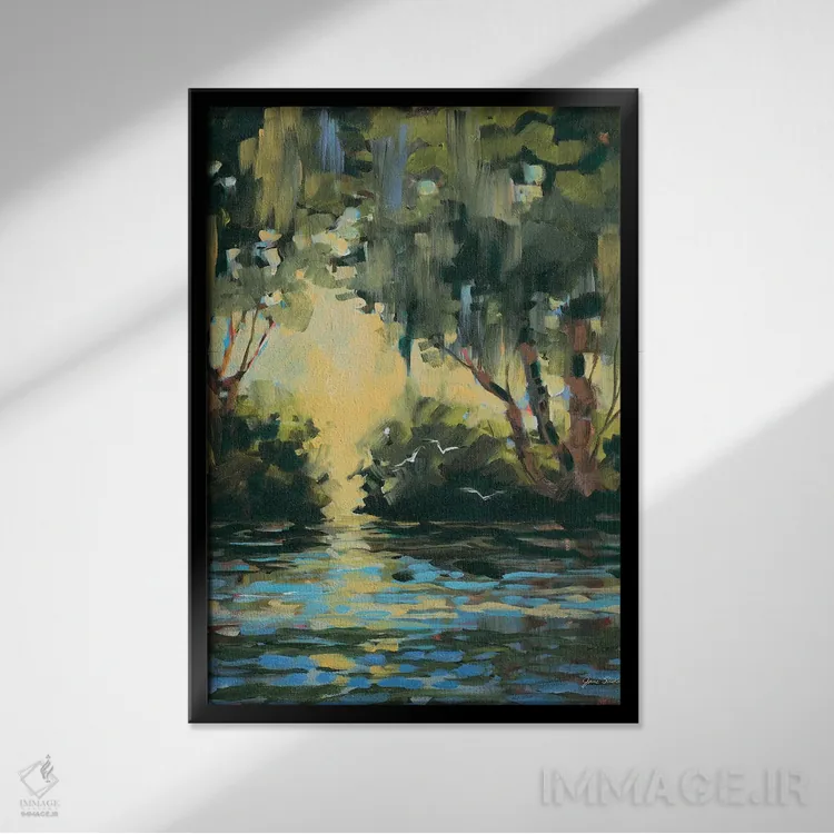 تابلو دکوراتیو در عمق جنگل اثر جین اسلیوکا - نمای قابدار مشکی