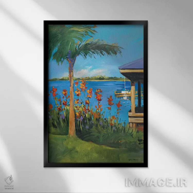 تابلو دکوراتیو دریاچه اثر جین اسلیوکا - نمای قابدار مشکی