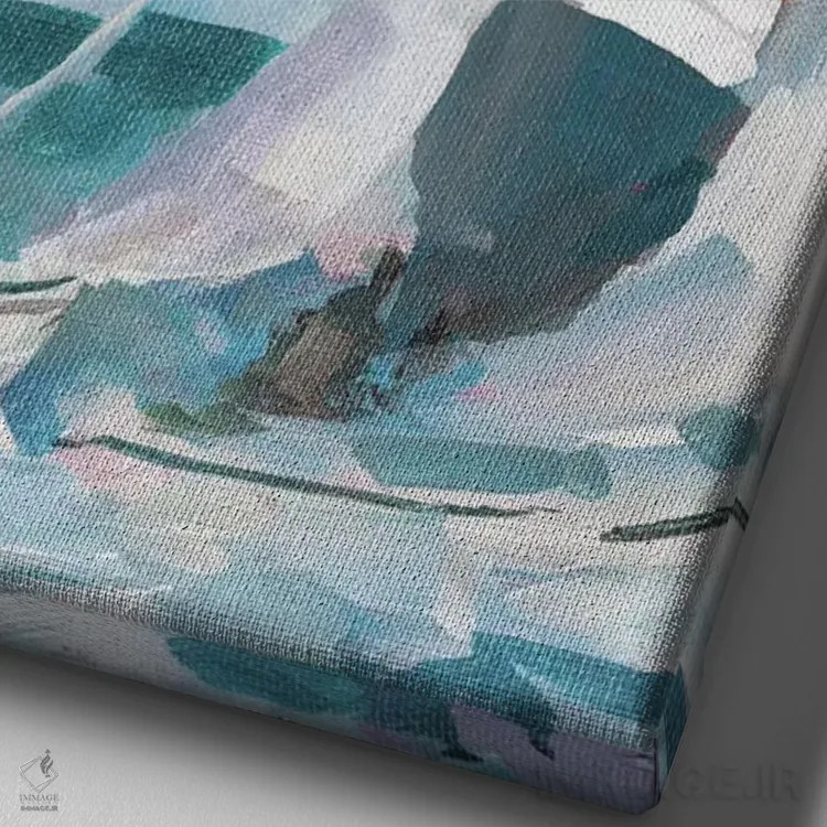 تابلو دکوراتیو بادبان قرمز و آبی II اثر جین اسلیوکا - نمای نزدیک بافت بوم