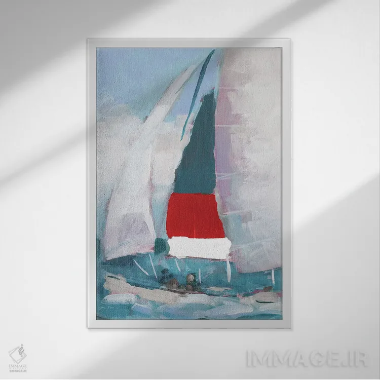 تابلو دکوراتیو بادبان قرمز و آبی I اثر جین اسلیوکا - نمای قابدار سفید