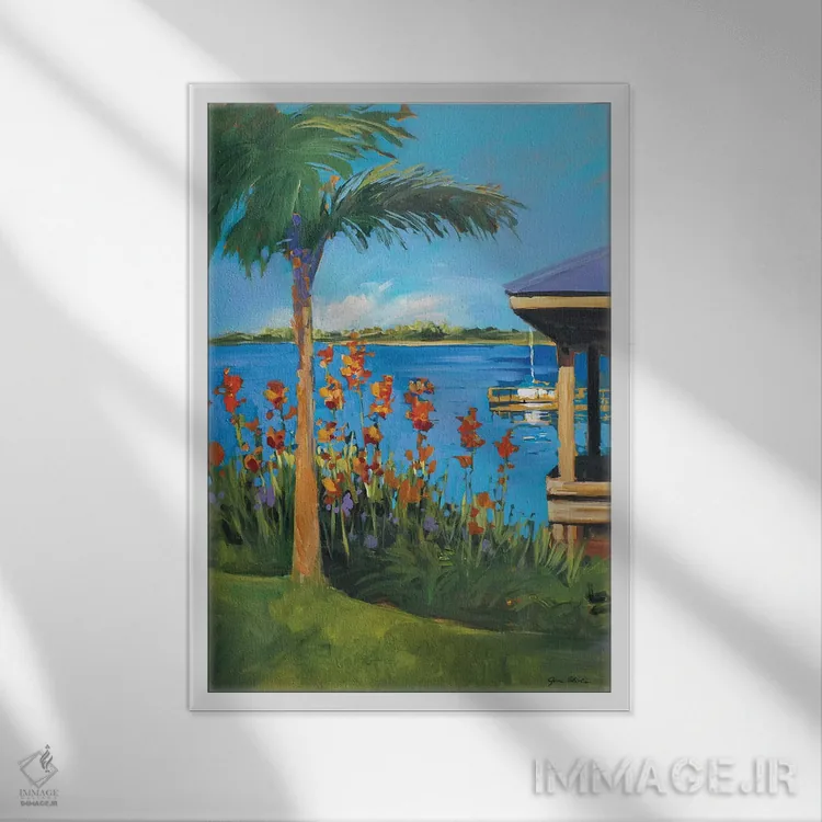 تابلو دکوراتیو دریاچه اثر جین اسلیوکا - نمای قابدار سفید