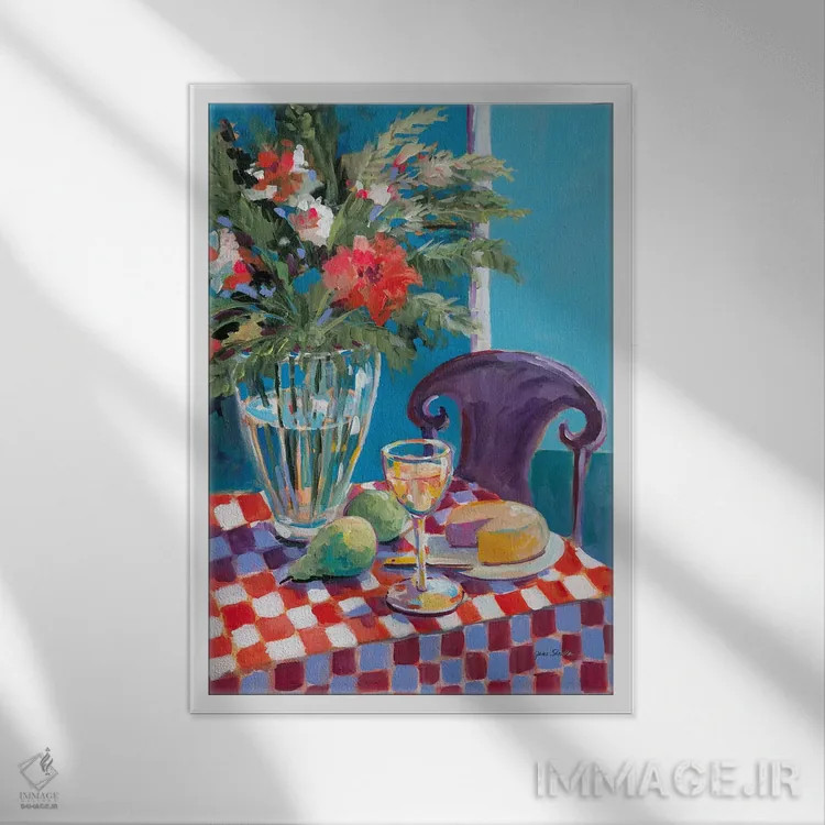 تابلو دکوراتیو میز یک نفره اثر جین اسلیوکا - نمای قابدار سفید