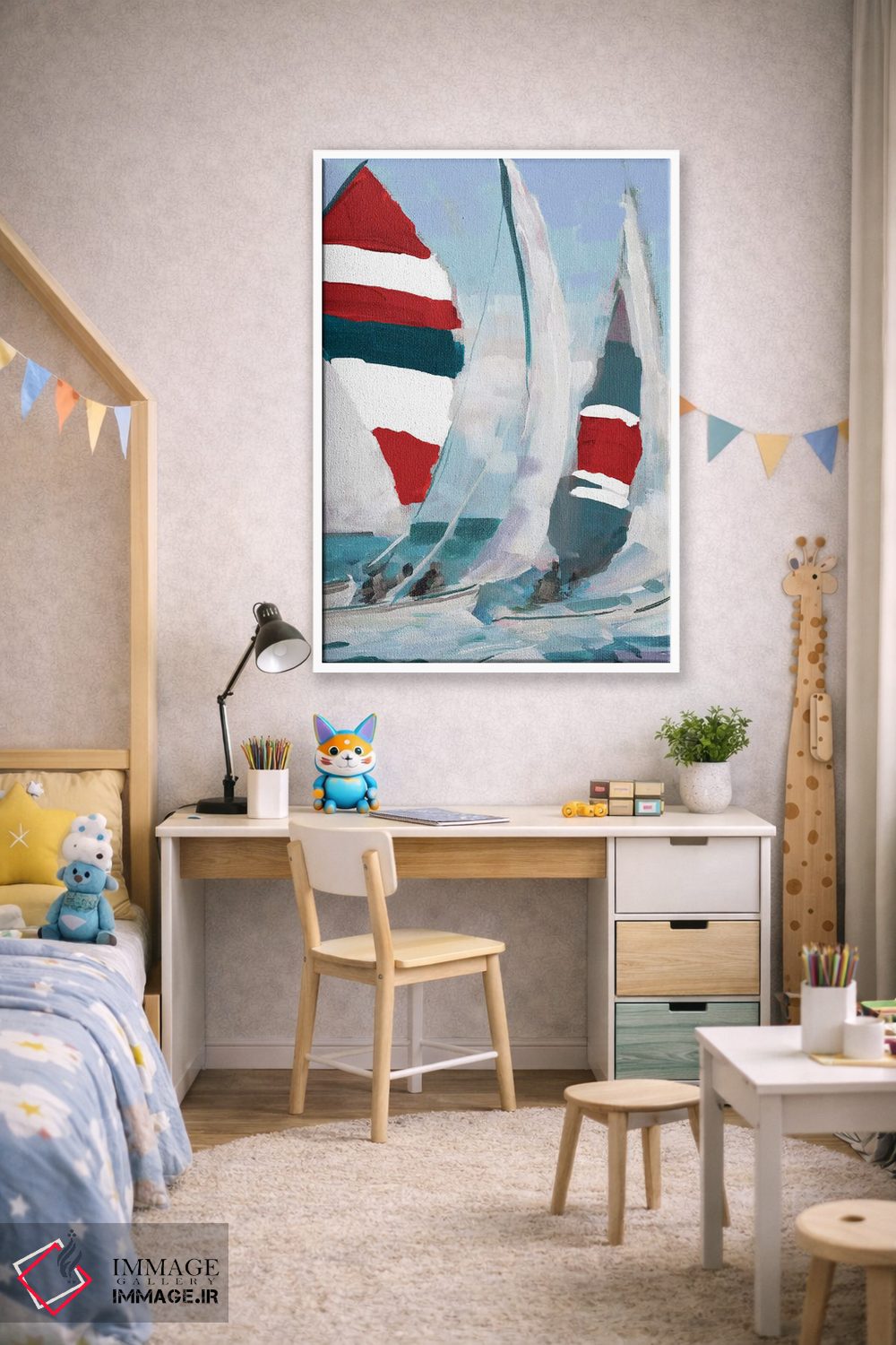 تابلو دکوراتیو بادبان قرمز و آبی II اثر جین اسلیوکا - D1W