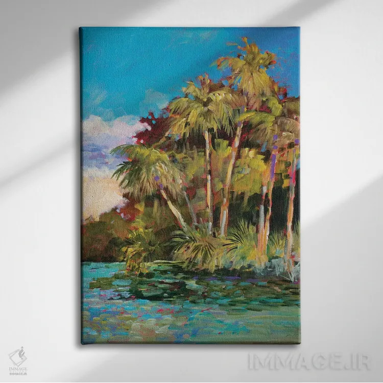 تابلو دکوراتیو سمت گرمسیری شهر اثر جین اسلیوکا - نمای روبهرو روی دیوار