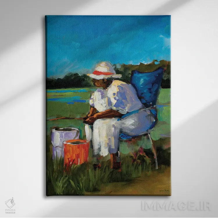 تابلو دکوراتیو دوباره ماهیگیری اثر جین اسلیوکا - نمای روبهرو روی دیوار