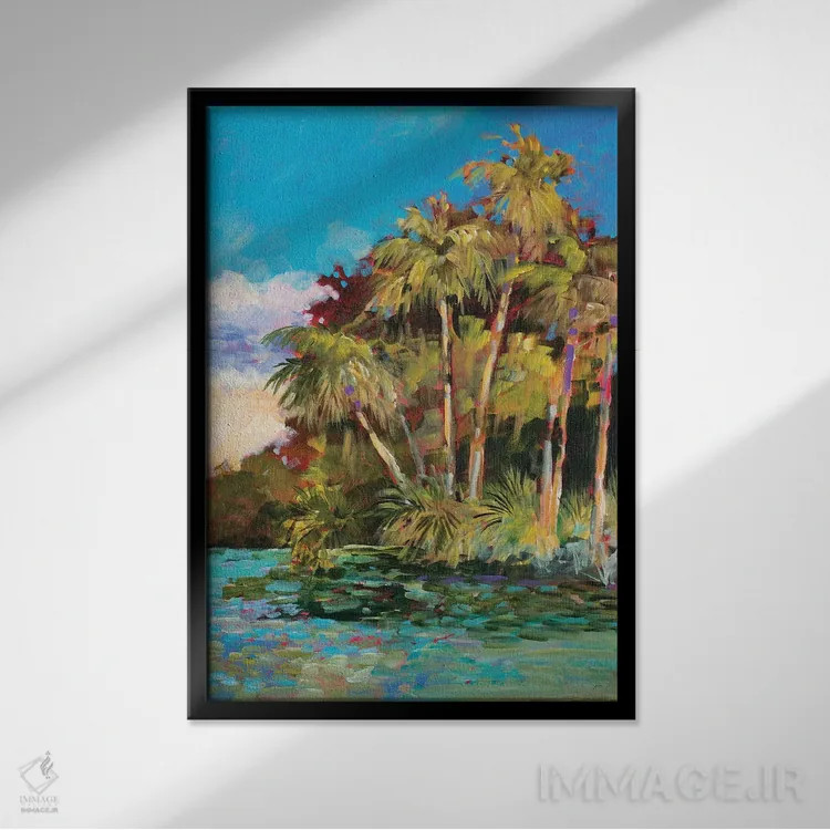 تابلو دکوراتیو سمت گرمسیری شهر اثر جین اسلیوکا - نمای قابدار مشکی