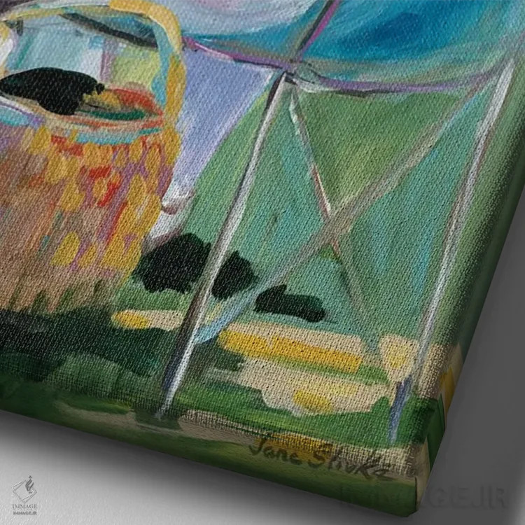 تابلو دکوراتیو خواهران در حال ماهیگیری II اثر جین اسلیوکا - نمای نزدیک بافت بوم