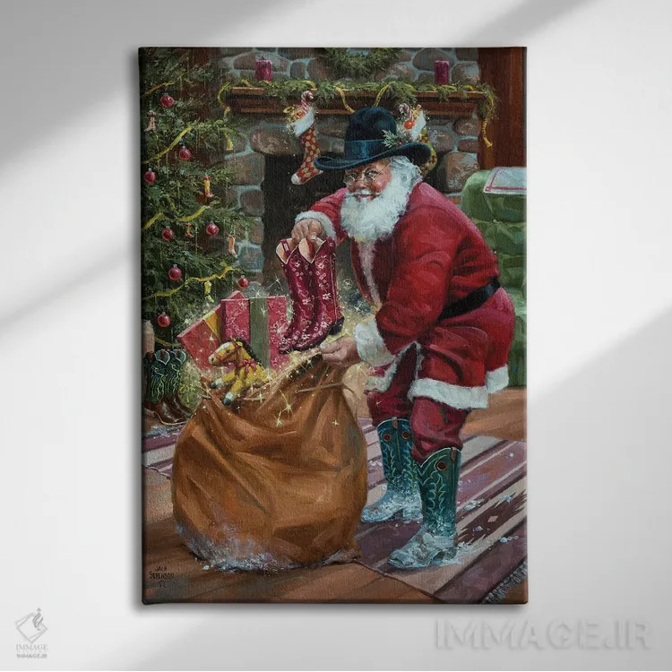 تابلو دکوراتیو چکمه های نو برای کریسمس اثر جک سورنسن - نمای روبهرو روی دیوار