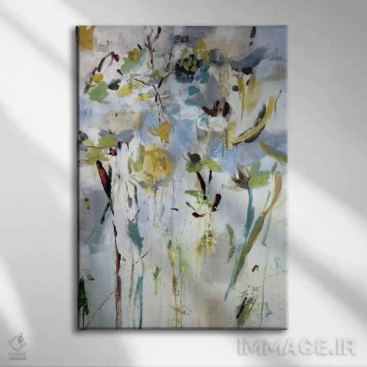 تابلو انتزاعی نور گلی ۲ اثر جولیان اسپنسر - نمای روبهرو روی دیوار