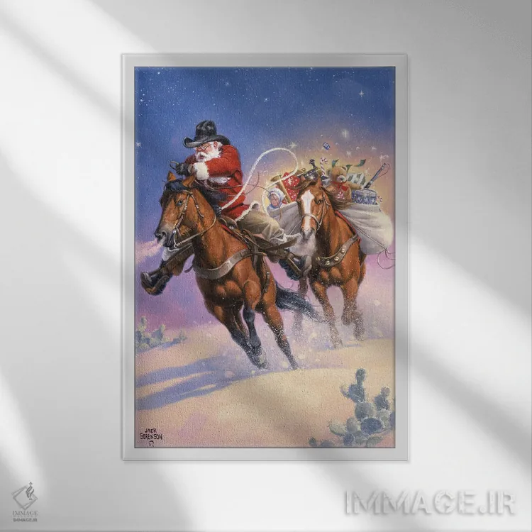 تابلو دکوراتیو سفر بزرگ بابانوئل اثر جک سورنسن - نمای قابدار سفید