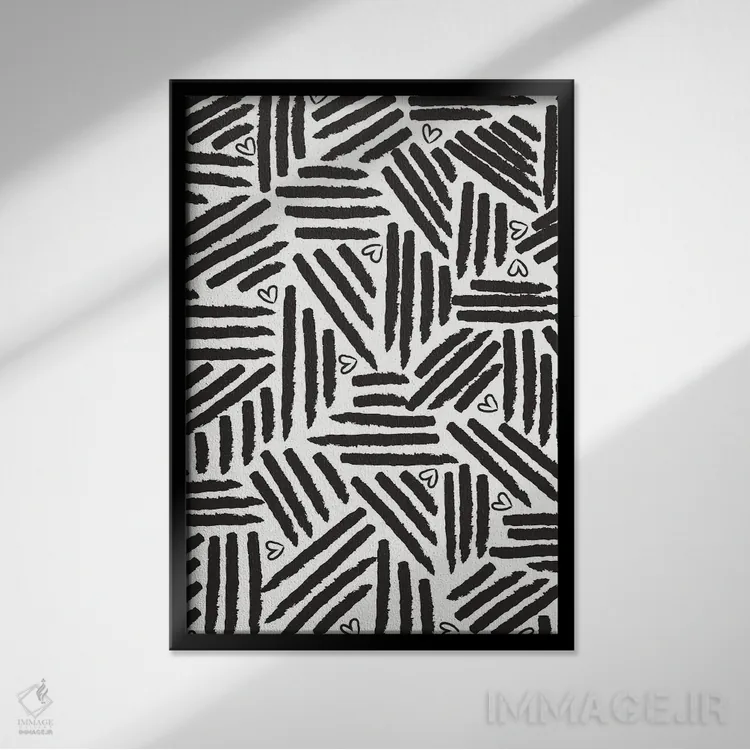 تابلو انتزاعی راه راه نقاشانه II اثر جسیکا ویبل - نمای قابدار مشکی