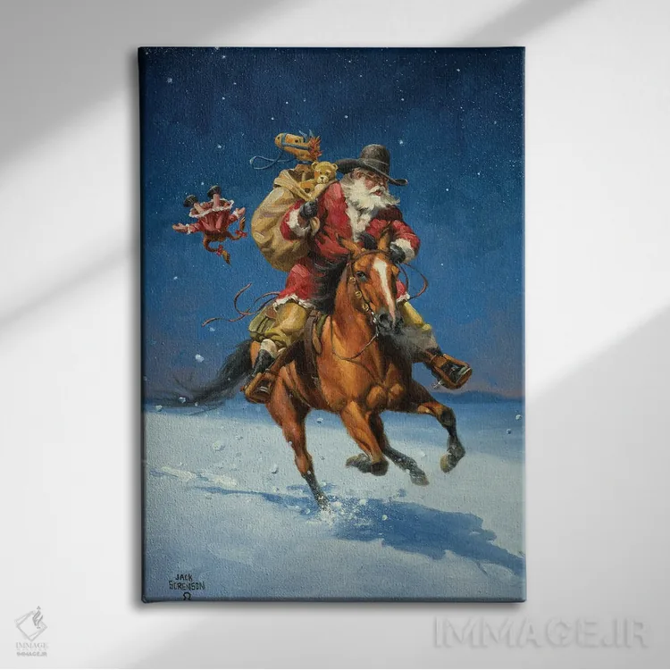 تابلو دکوراتیو سوارکار نیمه شب اثر جک سورنسن - نمای روبهرو روی دیوار