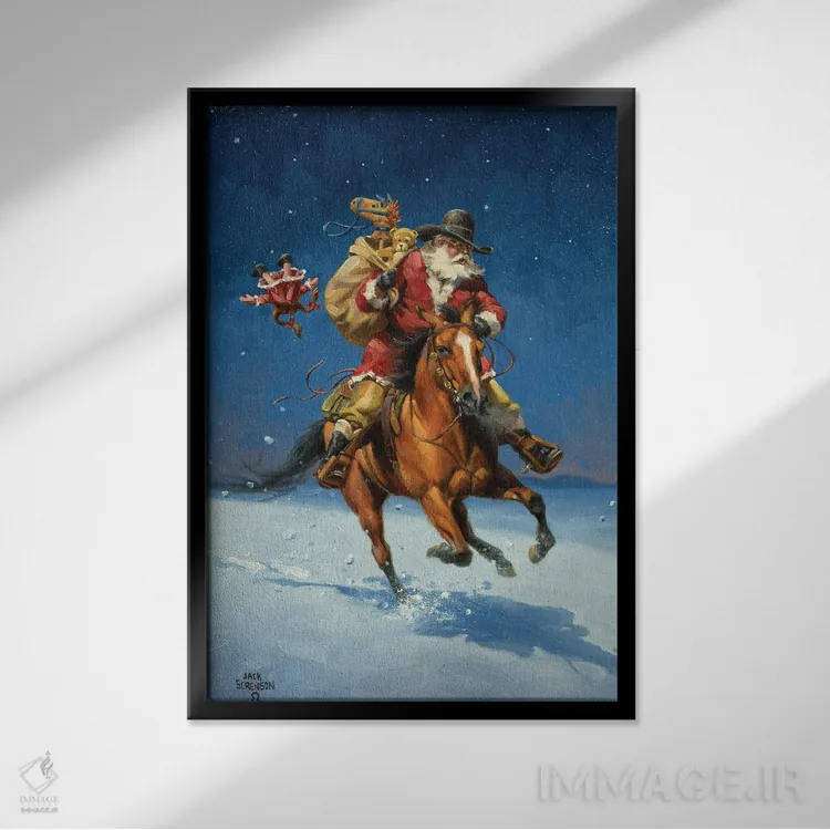 تابلو دکوراتیو سوارکار نیمه شب اثر جک سورنسن - نمای قابدار مشکی