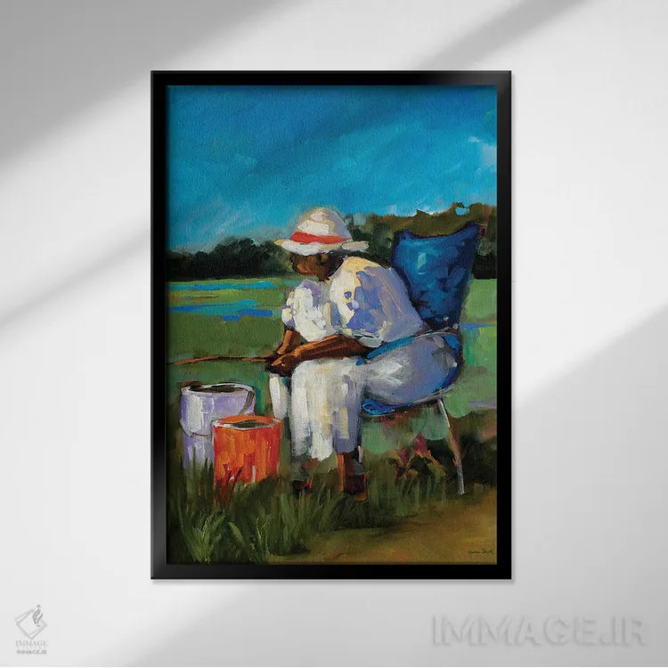 تابلو دکوراتیو دوباره ماهیگیری اثر جین اسلیوکا - نمای قابدار مشکی