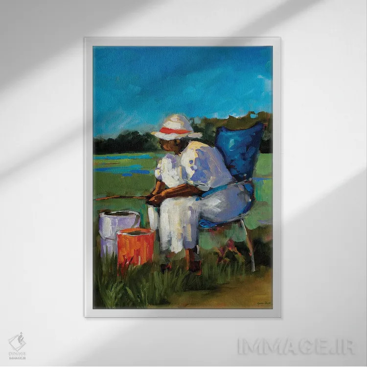 تابلو دکوراتیو دوباره ماهیگیری اثر جین اسلیوکا - نمای قابدار سفید