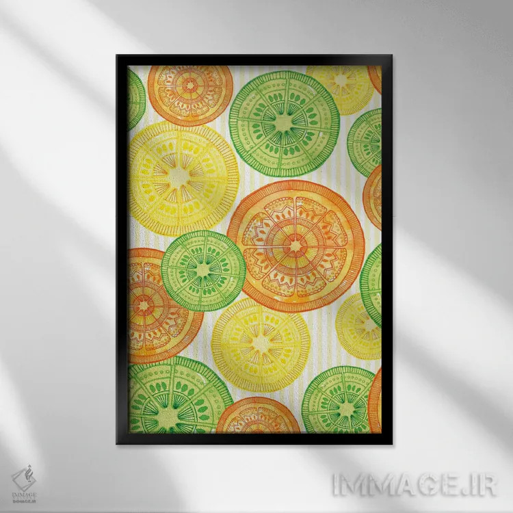 تابلو دکوراتیو مرکبات شیرین اثر جسیکا ویبل - نمای قابدار مشکی