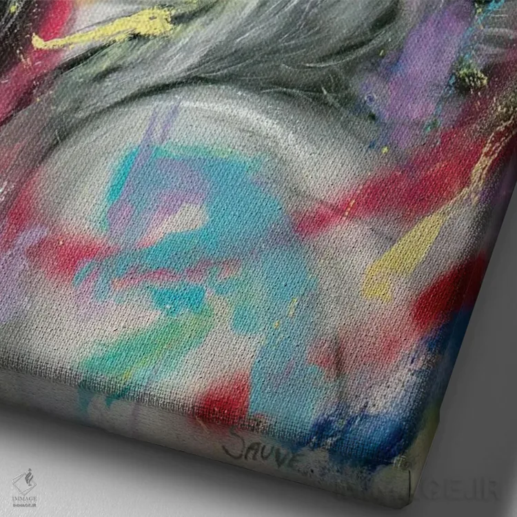 تابلو دکوراتیو دیوونه توام اثر جیسون سوو - نمای نزدیک بافت بوم