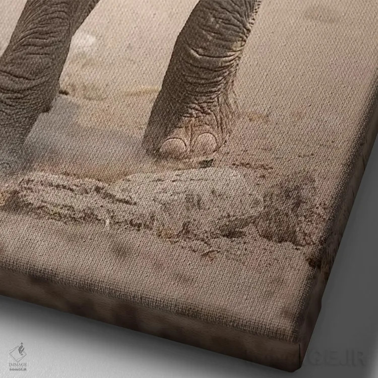 تابلو دکوراتیو حمله نمایشی گوساله فیل اثر یوهان سوانپوئل - نمای نزدیک بافت بوم