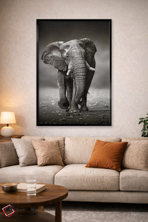 تابلو دکوراتیو نزدیک شدن فیل از روبرو اثر یوهان سوانپوئل - D1B