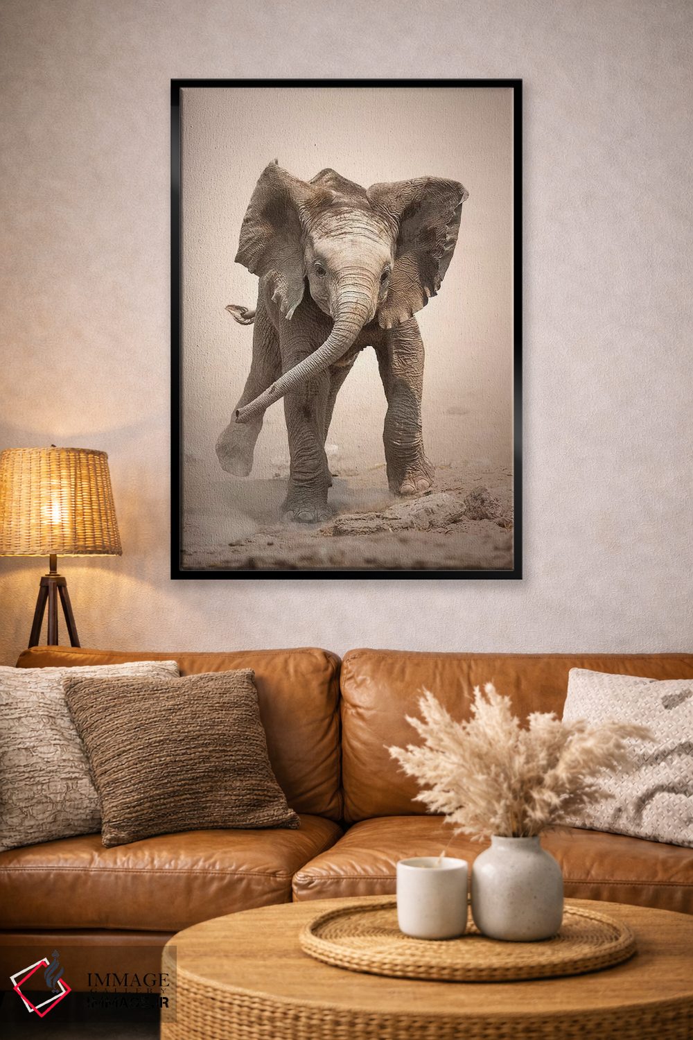 تابلو دکوراتیو حمله نمایشی گوساله فیل اثر یوهان سوانپوئل - D4B